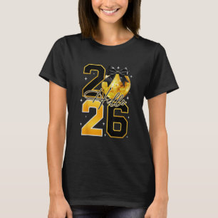 Camiseta Feliz Ano Novo 2026 Bola de Discoteca Arco Réveill