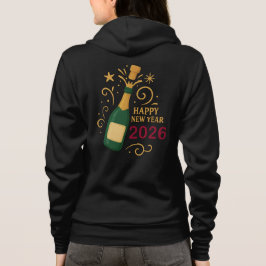 Camiseta Feliz Ano Novo 2026 Champanhe Casaco com Capuz e F