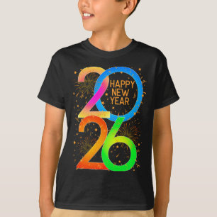 Camiseta Feliz Ano Novo 2026 Cor P Véspera de Ano Novo Home