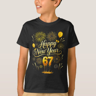 Camiseta Feliz Ano Novo 2026 Engraçado 67 Seis Sete Meme Ge