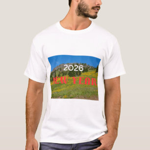 Camiseta Feliz Ano Novo 2026 - Gráfico de Celebraç