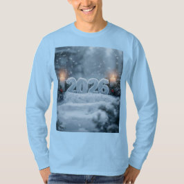 Camiseta feliz ano novo 2026 manga longa inverno gelado