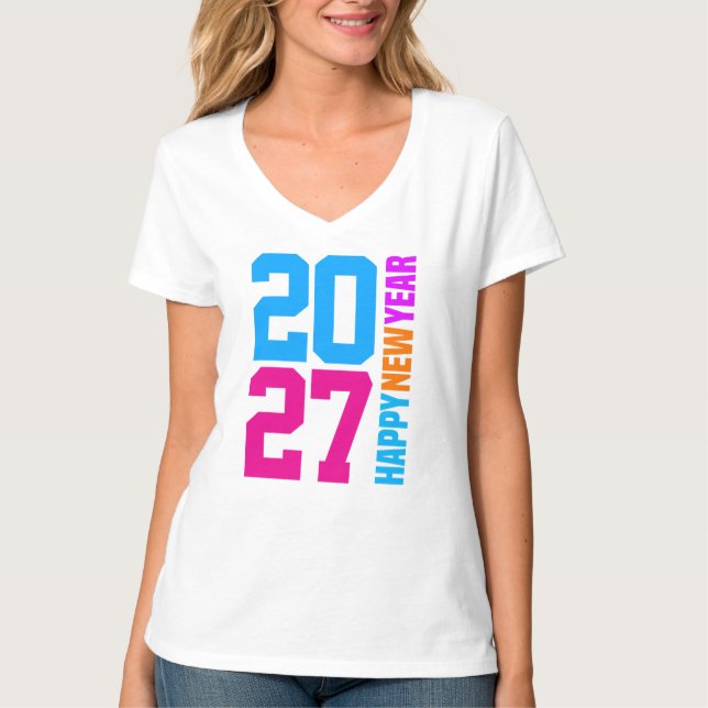 Camiseta Feliz Ano Novo 2027 (Frente)