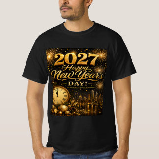 Camiseta Feliz Ano Novo 2027 | Fogos de Artifício Luxuosos
