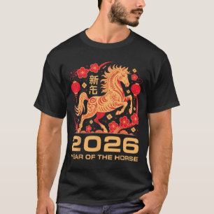 Camiseta Feliz Ano Novo-Ano do Cavalo Ano Novo Chinês