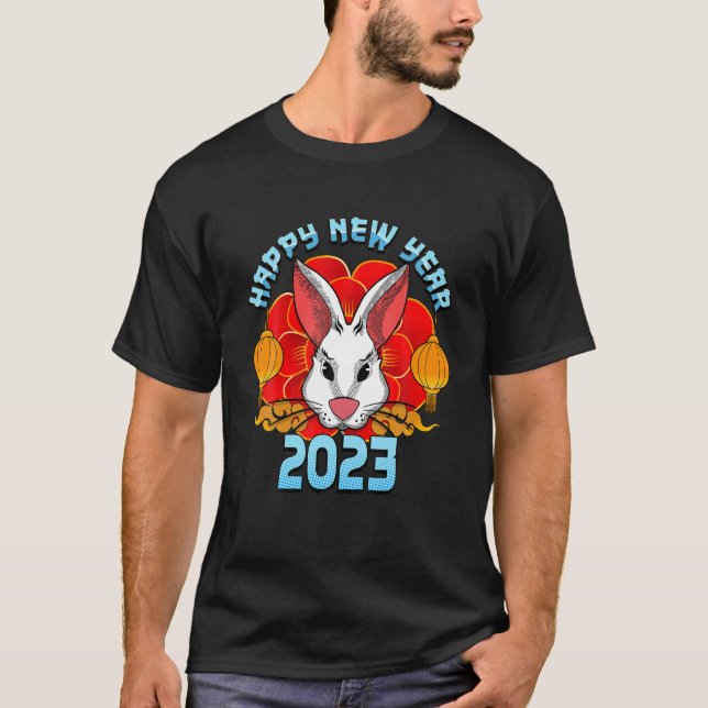 Camiseta Feliz ano novo - Ano Zodíaco Chinês Do Coelho (Frente)