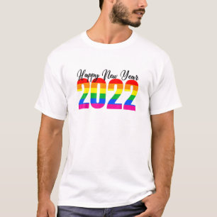 Camiseta feliz ano novo arco-íris LGBT 2022