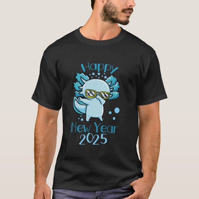 Camiseta Feliz ano novo Axolotl 2025 Crianças Batidas (Frente)