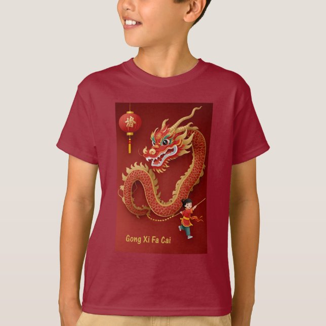 Camiseta Feliz Ano Novo Chinês 2024 Ano do Dragão (Frente)