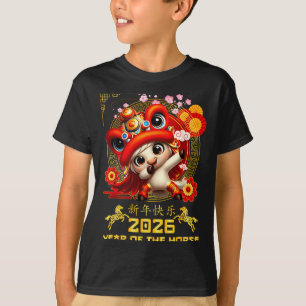 Camiseta Feliz Ano Novo Chinês do Cavalo 2026 Ano Novo Luna