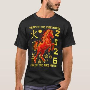 Camiseta Feliz Ano Novo Chinês do Cavalo 2026 Lunar Novo