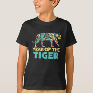 Camiseta Feliz Ano Novo Chinês Tigre Mandala