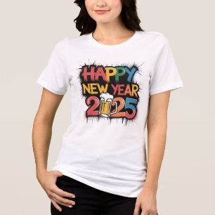 Camiseta Feliz ano novo Colorido Gráfico 2025