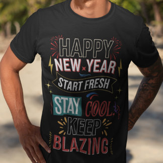 Camiseta Feliz ano novo começar novo permanecer Legal Mante