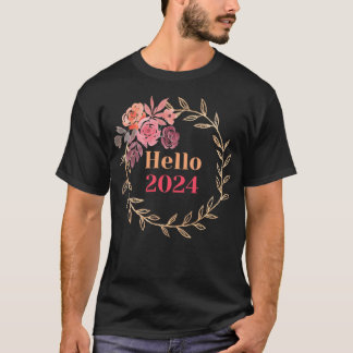 Camiseta feliz ano novo de 2024 anos.Olá 2024