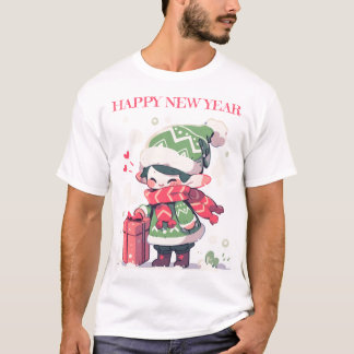 Camiseta Feliz ano novo de elfo de Natal