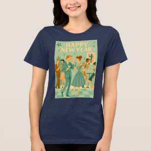 Camiseta Feliz Ano Novo de Meados do Século A Dança do Mart