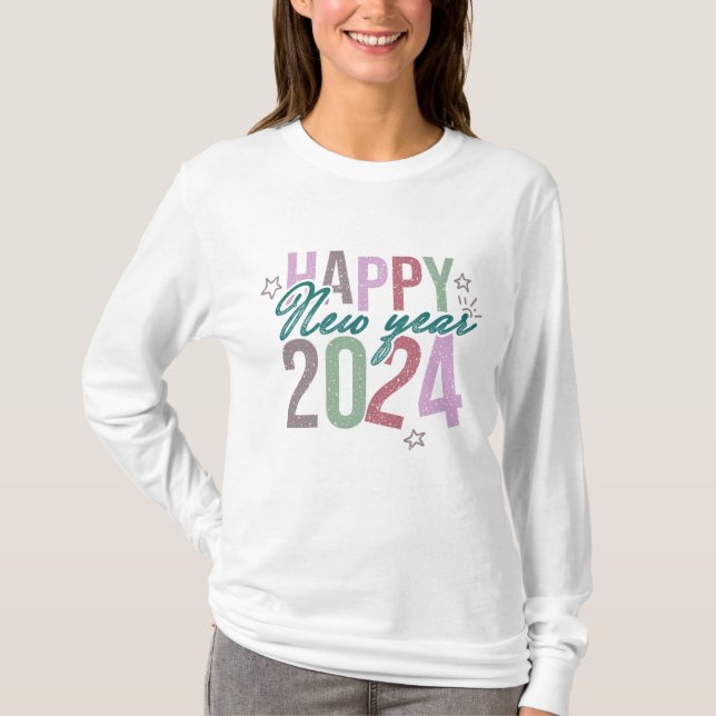 Camiseta Feliz ano novo de Pastel 2024 (Frente)