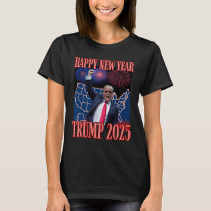 Camiseta Feliz ano novo De Trump Cute 2025 45 47 Outlaw Won