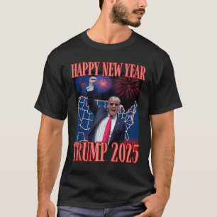 Camiseta Feliz ano novo De Trump Cute 2025 45 47 Outlaw Won