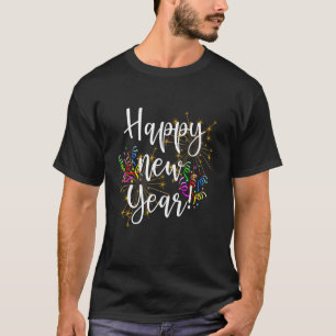 Camiseta Feliz ano novo Dia Eve Py Fireworks Confetti Diver
