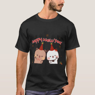 Camiseta Feliz ano novo Dudu Bear E Bubu Panda