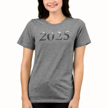 Feliz ano novo Elegante Faux Silver Numbers 2025