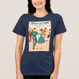 Camiseta Feliz Ano Novo em Meados do Século A Dança do Mart