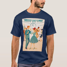 Camiseta Feliz Ano Novo em Meados do Século A Dança do Mart