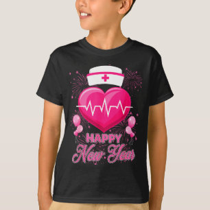 Camiseta Feliz Ano Novo Enfermeiras Batimento Cardíaco Réve
