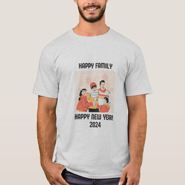 Camiseta Feliz ano novo Feliz da Família 2024 (Frente)