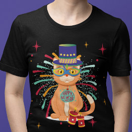 Camiseta Feliz Ano Novo Gato