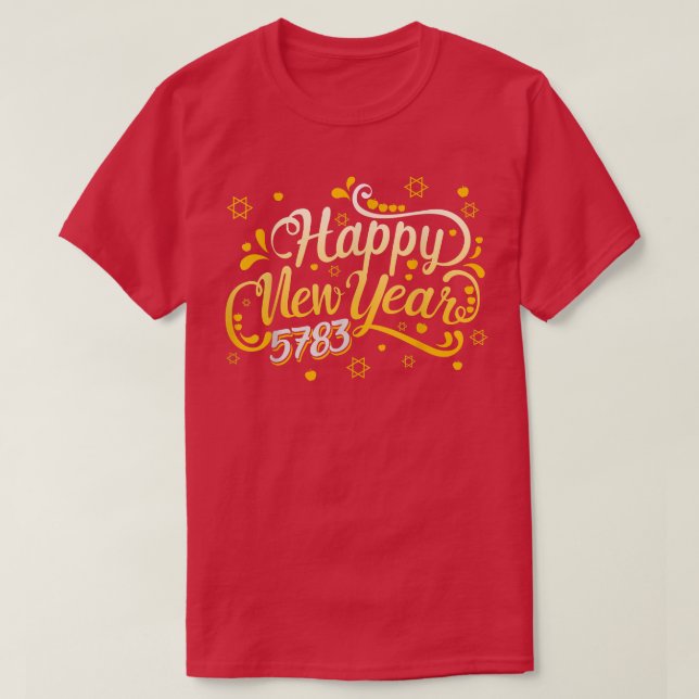Camiseta Feliz Ano Novo Judeu 5783 Rosh Hashanah 2022 Jewi (Frente do Design)