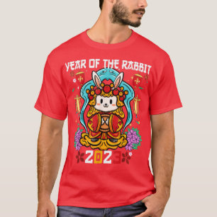 Camiseta Feliz Ano Novo Lunar 2023 Deco do Coelho Chinês Cu