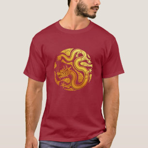 Camiseta Feliz Ano Novo Lunar Chinês DRAGÃO Vermelho