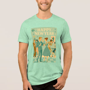 Camiseta Feliz Ano Novo Meados do Século A Dança do Martini