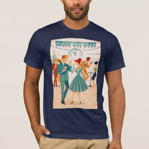 Camiseta Feliz Ano Novo Meados do Século A Dança do Martini