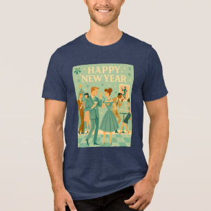 Camiseta Feliz Ano Novo Meados do Século A Dança do Martini