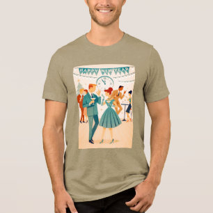 Camiseta Feliz Ano Novo Meados do Século A Dança do Martini