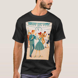 Camiseta Feliz Ano Novo Meados do Século A Dança do Martini