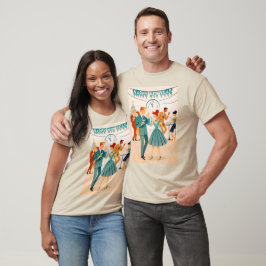 Camiseta Feliz Ano Novo Meados do Século A Dança do Martini