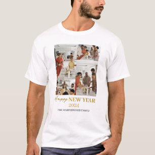 Camiseta Feliz ano novo Moderno Elegante Simples Quatro Fot
