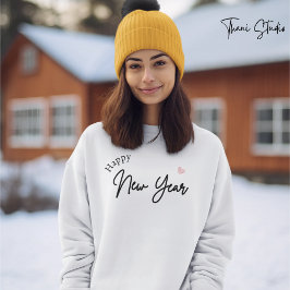 Camiseta Feliz ano novo Moderno Mínimo de Tipografia Branco