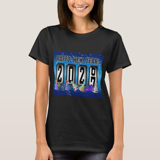 Camiseta Feliz Ano Novo Odômetro 2027 (Frente)
