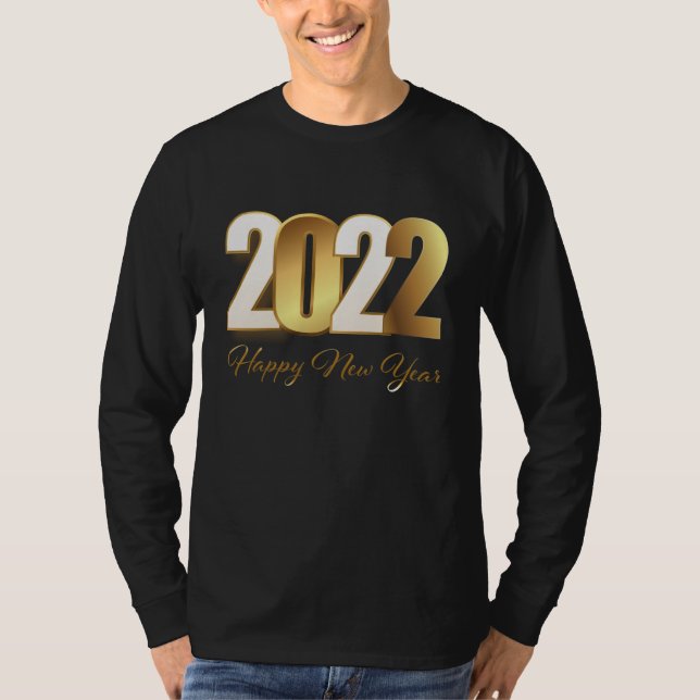 Camiseta Feliz ano novo - ouro (Frente)