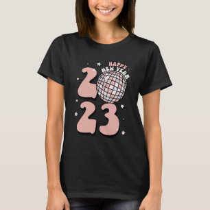 Camiseta Feliz ano novo Retro Groovy Disco Família 2023 Chr