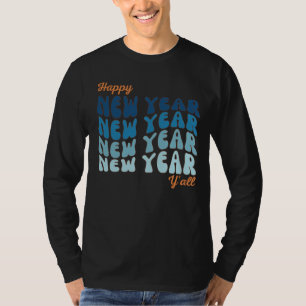 Camiseta Feliz ano novo Retro Groovy Y'all Men