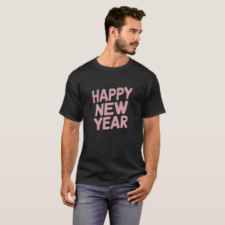 Camiseta "Feliz ano novo" rosa minimalista