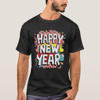 Camiseta Feliz ano novo Vibrante 2025