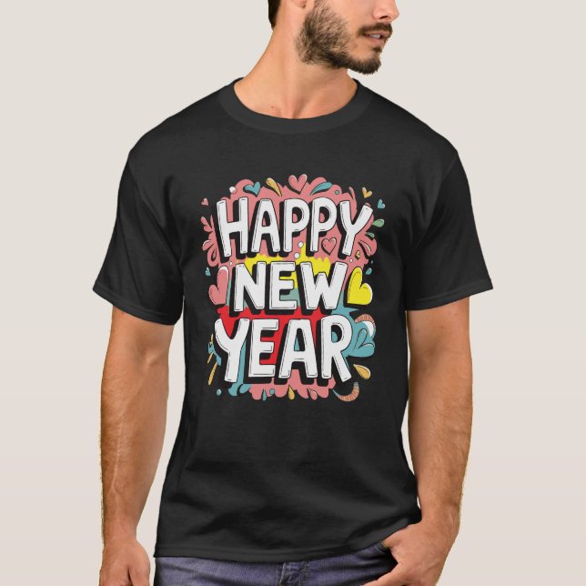 Camiseta Feliz ano novo Vibrante 2025 (Frente)